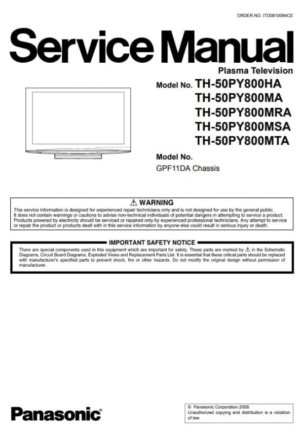 GPF11DA_TH-50PY800HA, TH-50PY800MA, TH-50PY800MRA